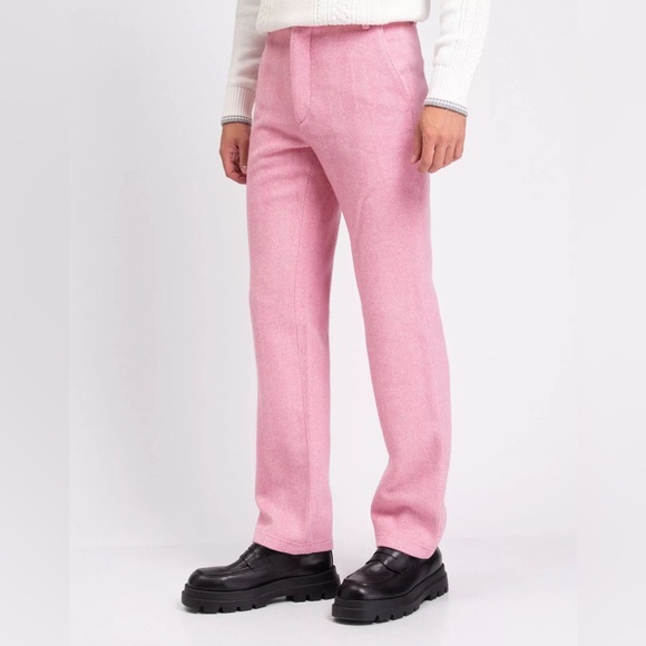 GCDS GIULY COUTURE Chino Trousers Size XL Wool Blend Pink - Picture 2 of 12